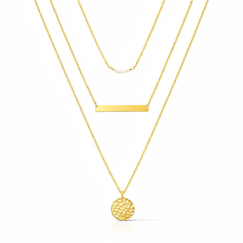 Gold Layered Necklace Pearl 18K Plated Stainless Steel