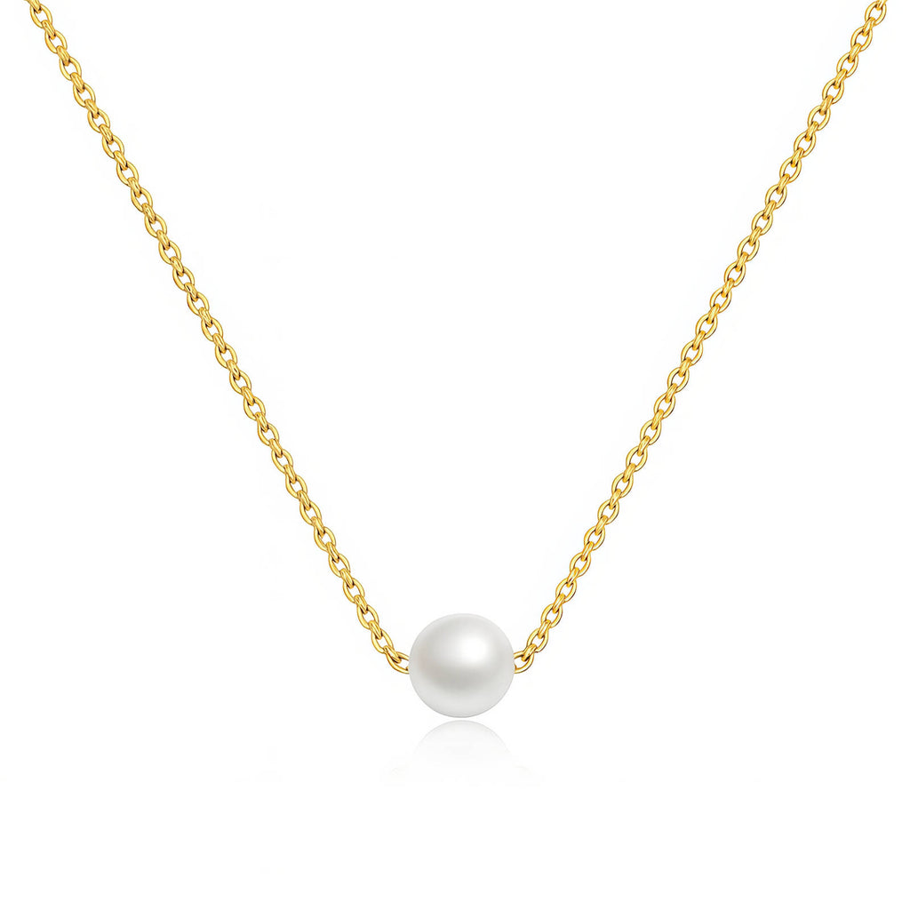 Gold Pearl Necklace 18K Plated Stainless Steel