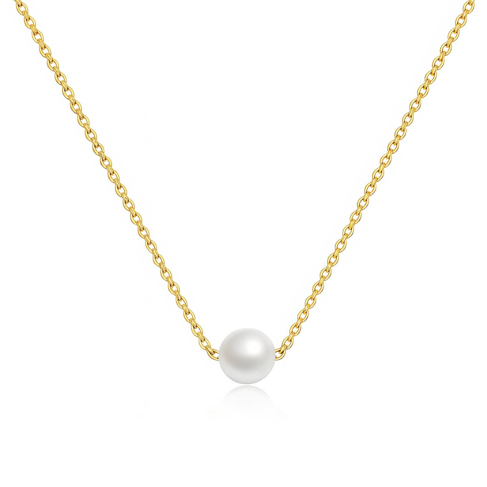 Gold Pearl Necklace 18K Plated Stainless Steel