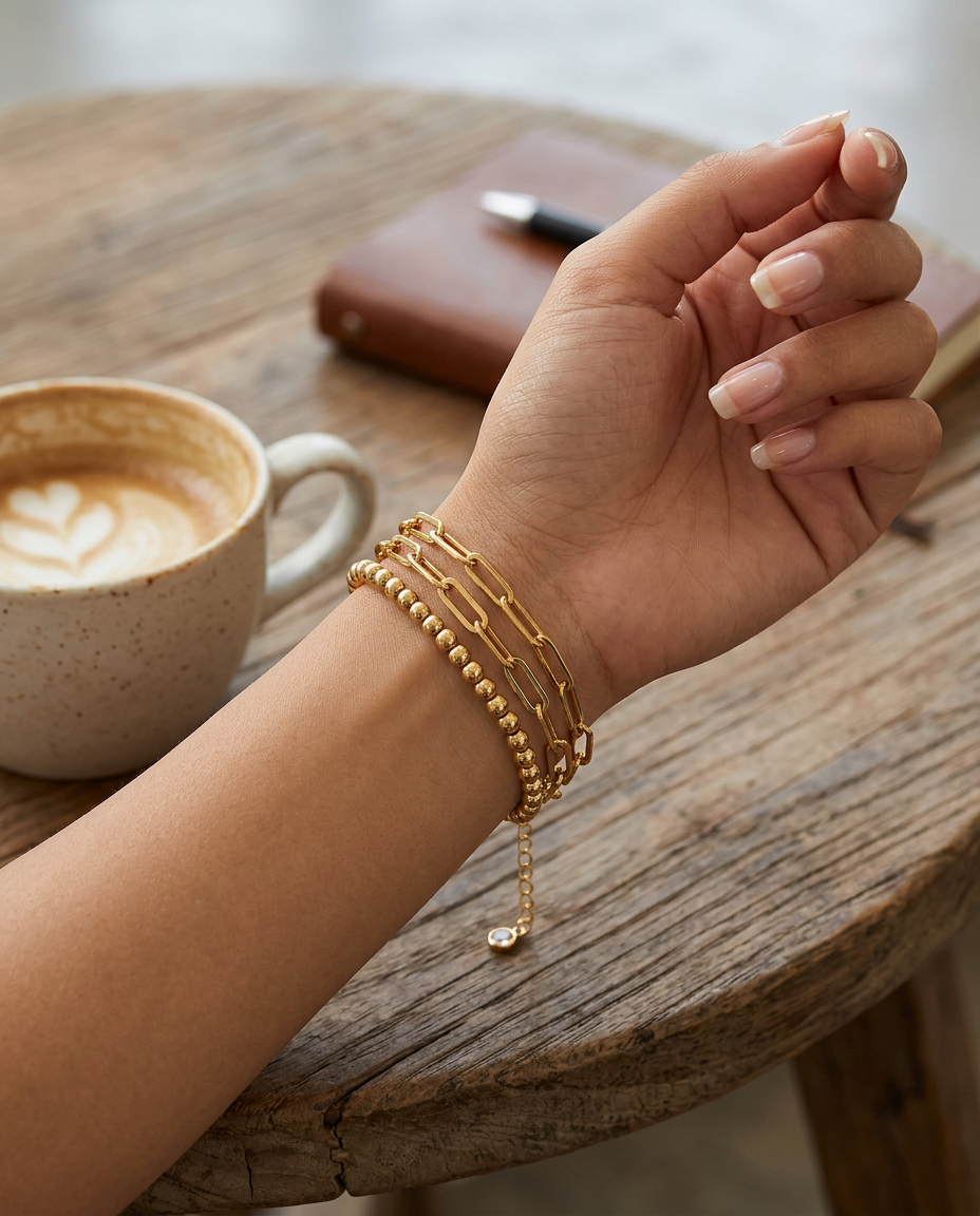 Gold Layered Bracelet 18K Plated Stainless Steel