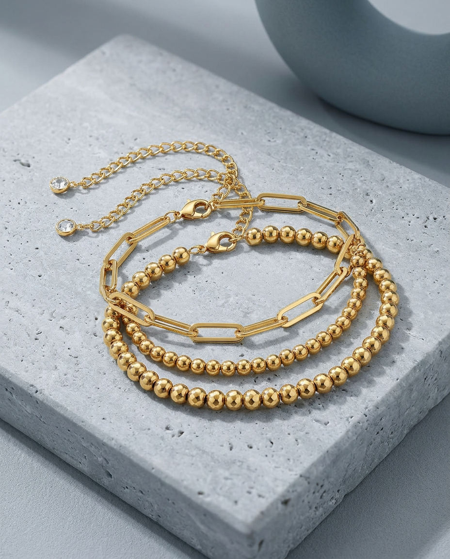 Gold Layered Bracelet 18K Plated Stainless Steel