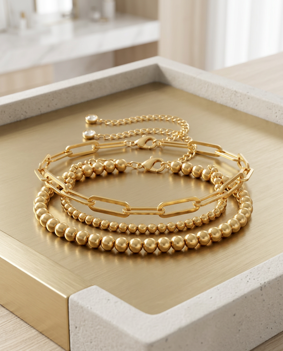 Gold Layered Bracelet 18K Plated Stainless Steel