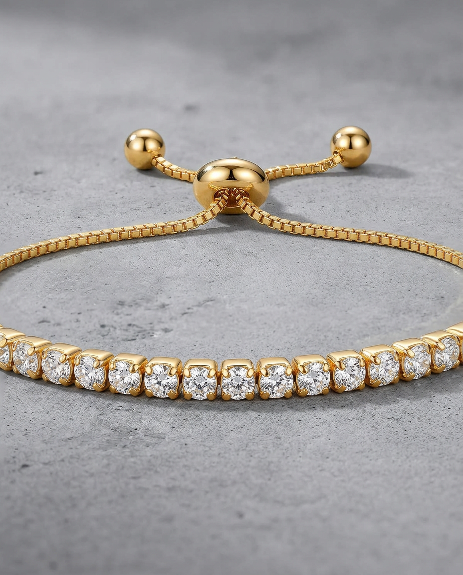 Gold Tennis Bracelet Zirconia 18K Plated Brass