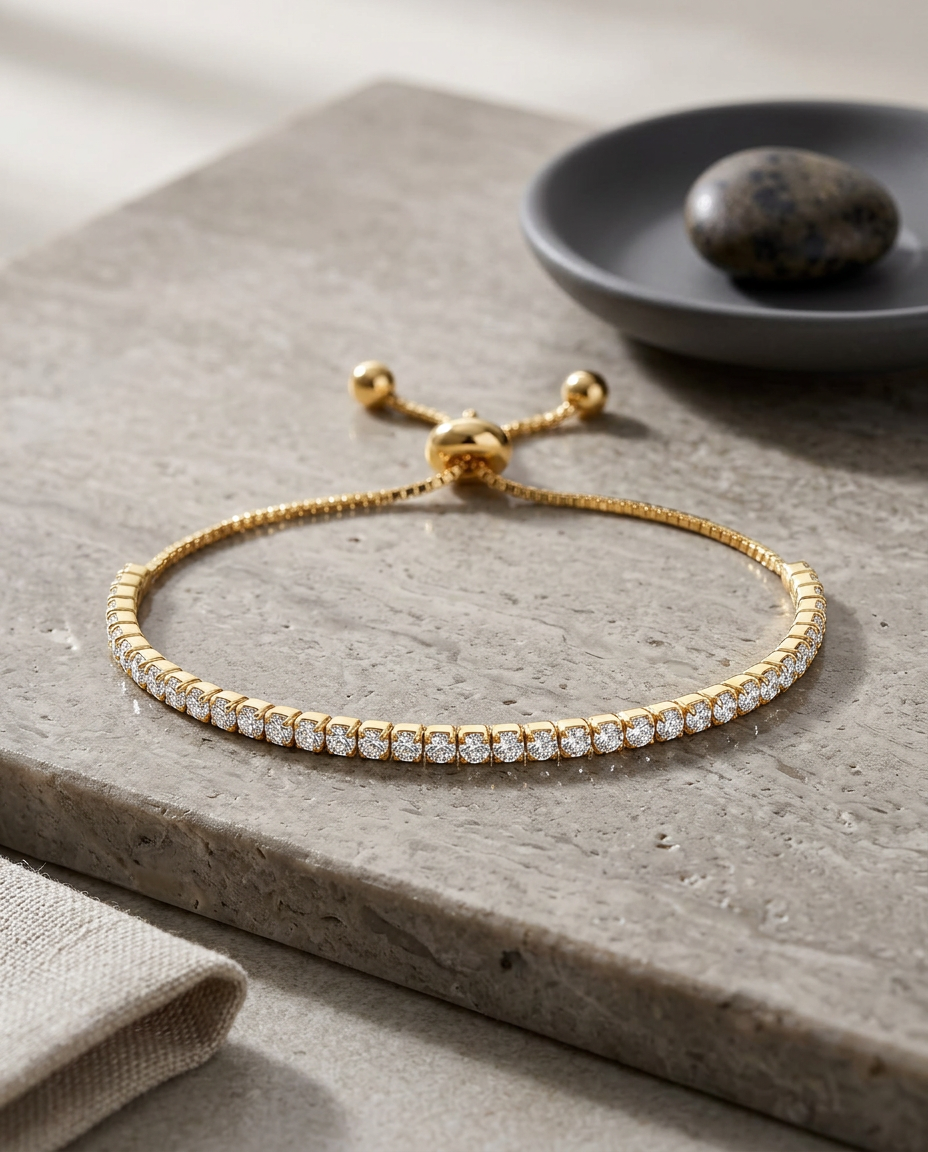 Gold Tennis Bracelet Zirconia 18K Plated Brass