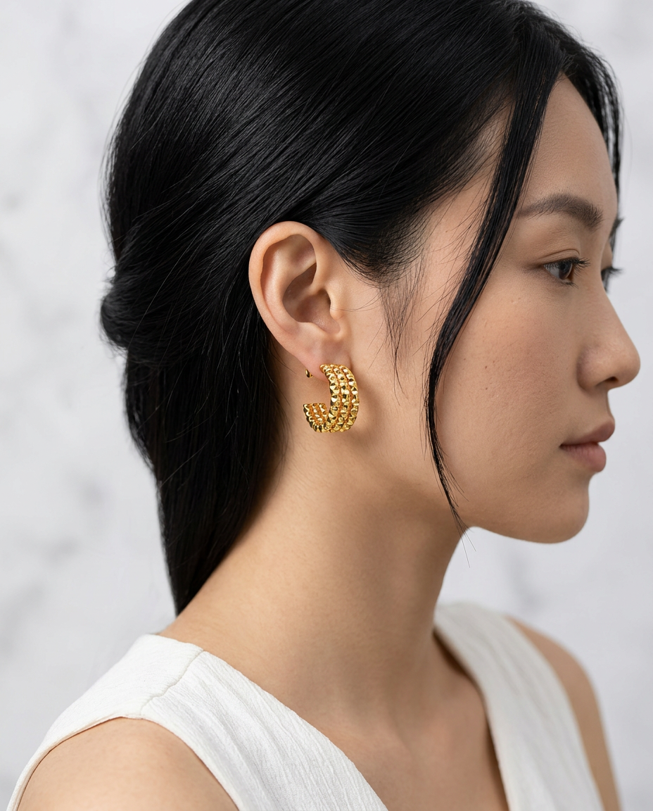 Gold Stud Earrings 18K Plated Stainless Steel Minimal