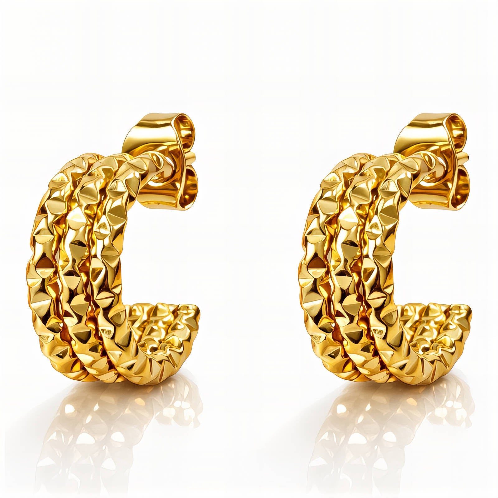 Gold Stud Earrings 18K Plated Stainless Steel Minimal
