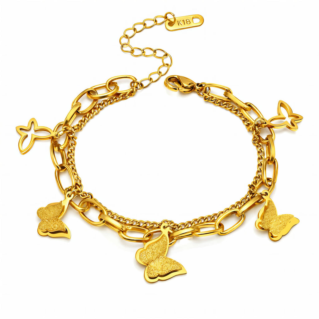 Gold Butterfly Bracelet 18K Plated Waterproof Stainless Steel