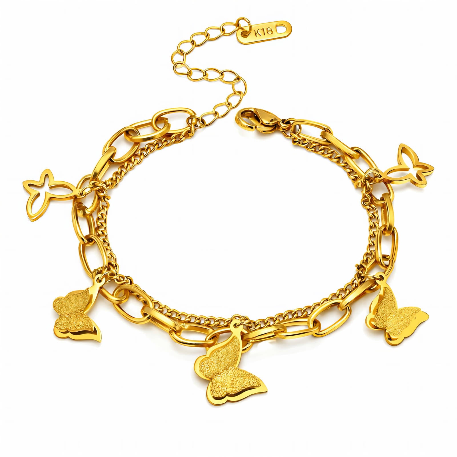 Gold Butterfly Bracelet 18K Plated Waterproof Stainless Steel