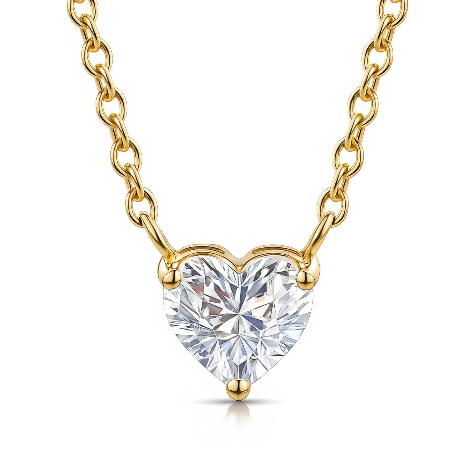 Gold Hearts Necklace Zirconia 18K Plated Stainless Steel