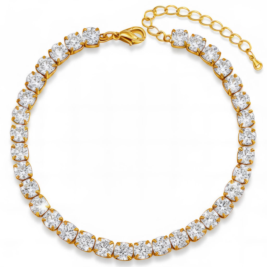Gold Tennis Bracelet Zirconia 18K Plated Stainless Steel