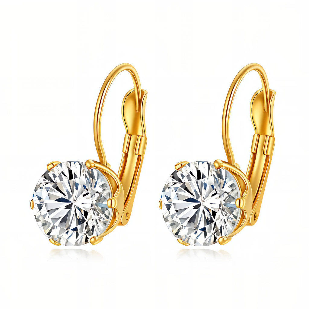 Gold Drop Earrings Zirconia 18K Plated Stainless Steel