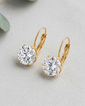 Gold Drop Earrings Zirconia 18K Plated Stainless Steel
