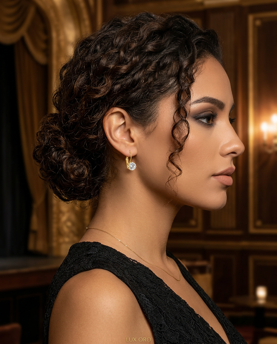 Gold Drop Earrings Zirconia 18K Plated Stainless Steel