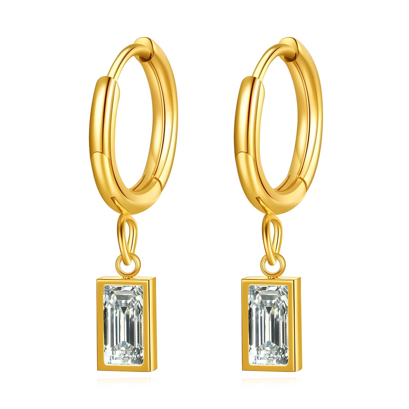 Gold Hoop Earrings 18K Plated Stainless Steel Classic