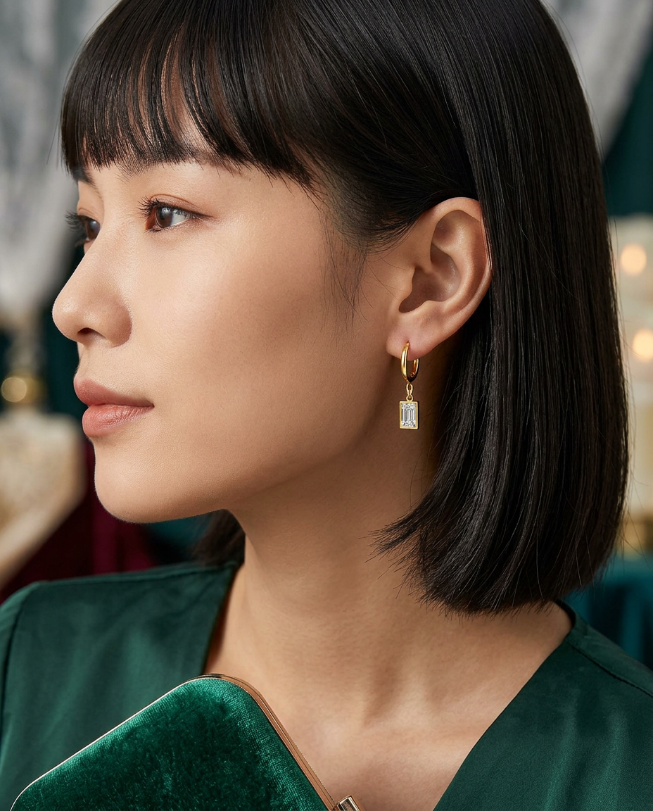 Gold Hoop Earrings 18K Plated Stainless Steel Classic