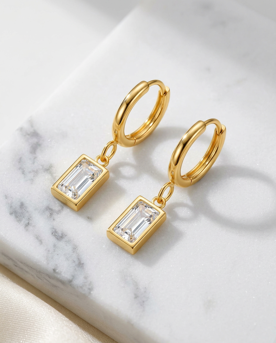 Gold Hoop Earrings 18K Plated Stainless Steel Classic