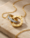 Gold Pendant Necklace Zirconia 18K Plated Stainless Steel