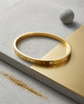 Gold Slim Bangle Bracelet Zirconia 18K Plated Stainless Steel