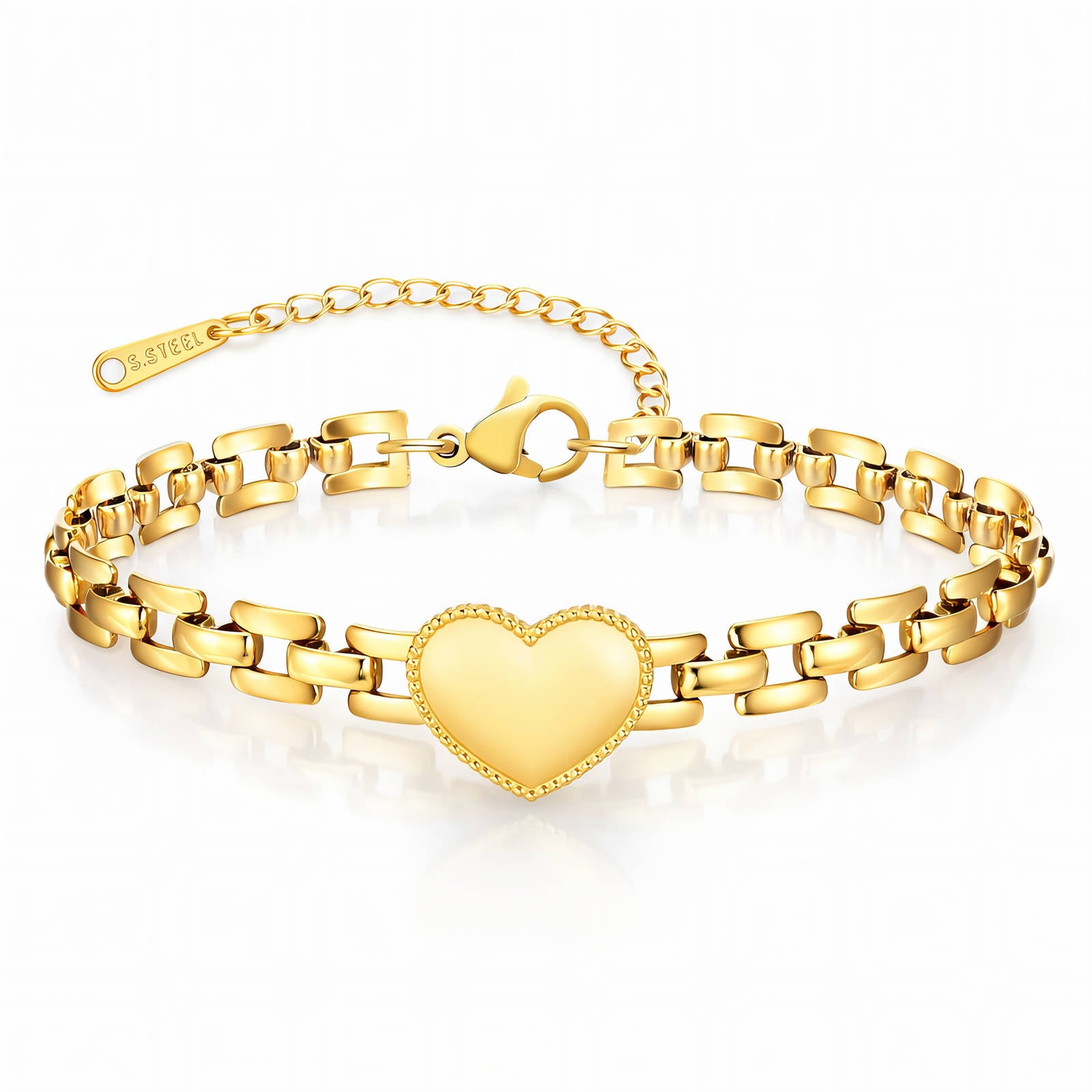 Gold Heart Bracelet 18K Plated Stainless Steel Minimalist