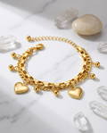 Gold Hearts Bracelet 18K Plated Stainless Steel Minimal