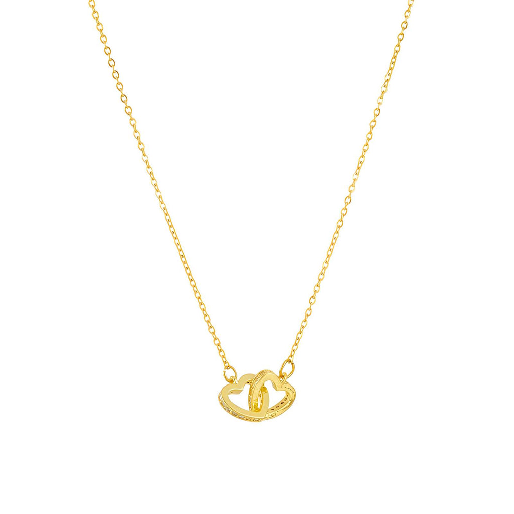 Gold Hearts Necklace Zirconia 18K Plated Stainless Steel Pendant