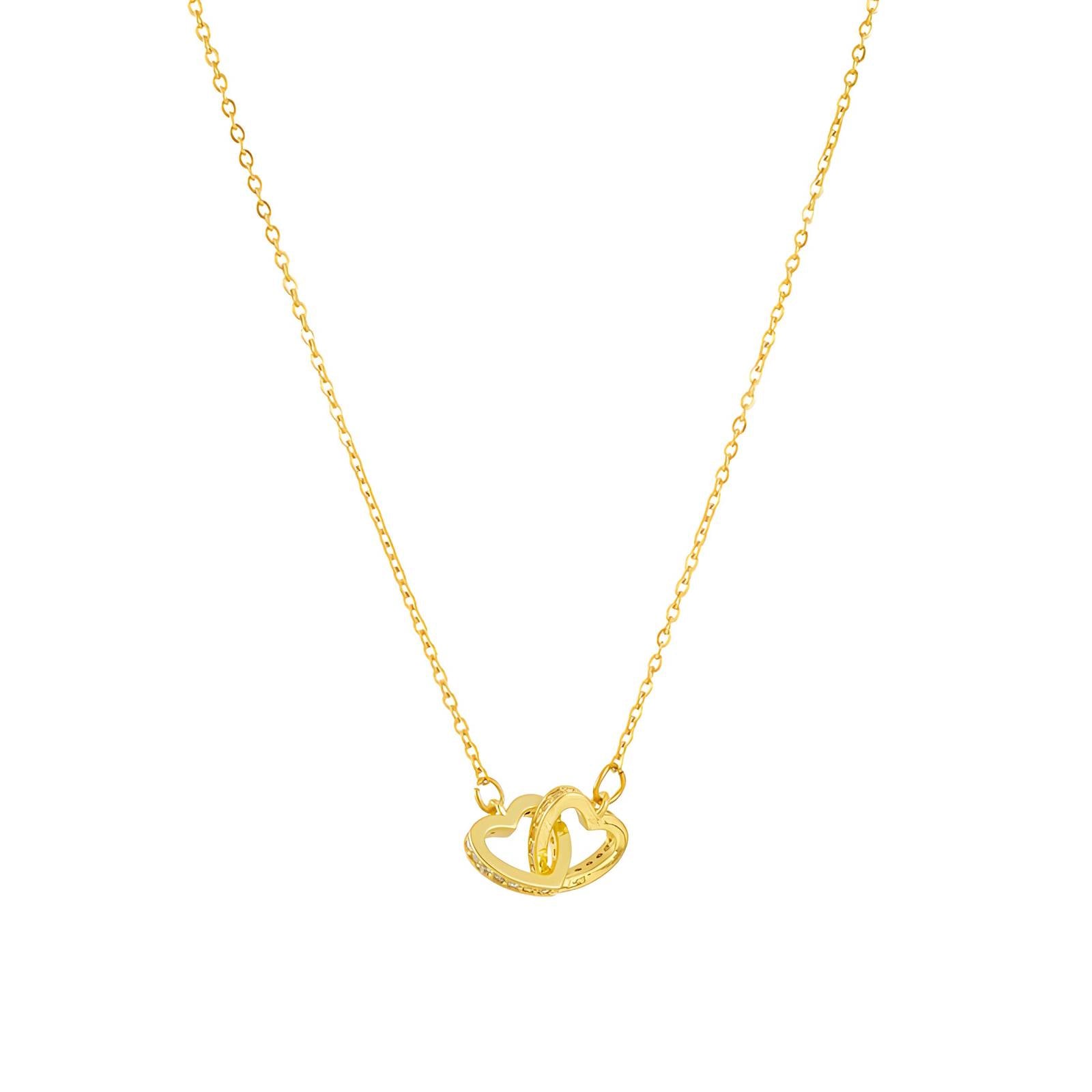 Gold Hearts Necklace Zirconia 18K Plated Stainless Steel Pendant