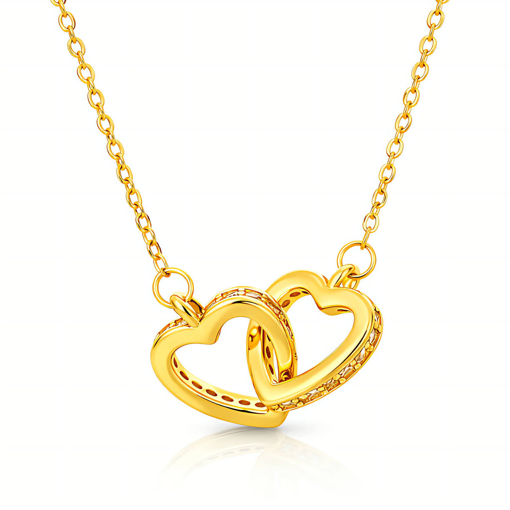 Gold Hearts Necklace Zirconia 18K Plated Stainless Steel Pendant