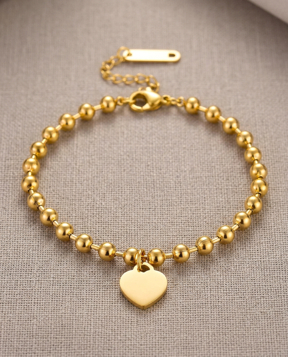Slim Gold Hearts Bracelet 18K Plated Stainless Steel