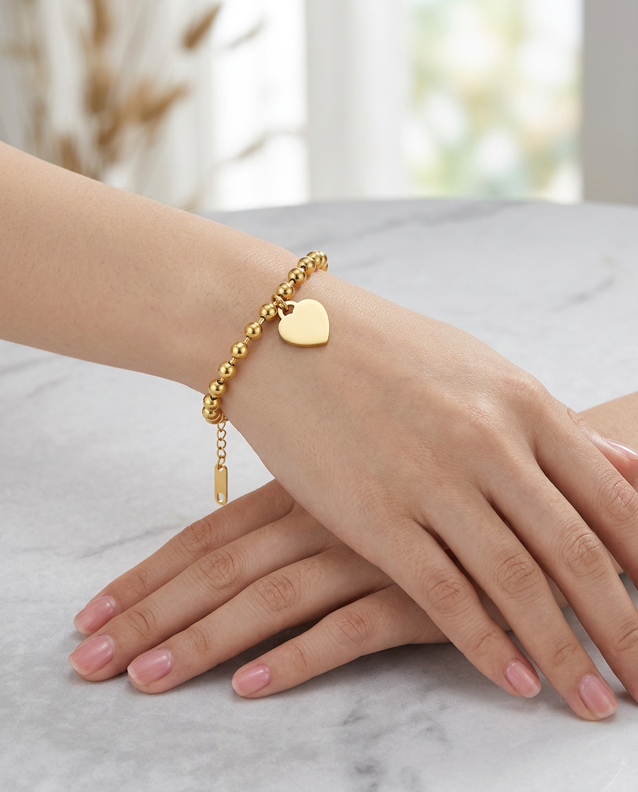 Slim Gold Hearts Bracelet 18K Plated Stainless Steel