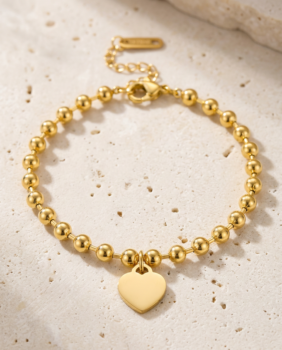 Slim Gold Hearts Bracelet 18K Plated Stainless Steel