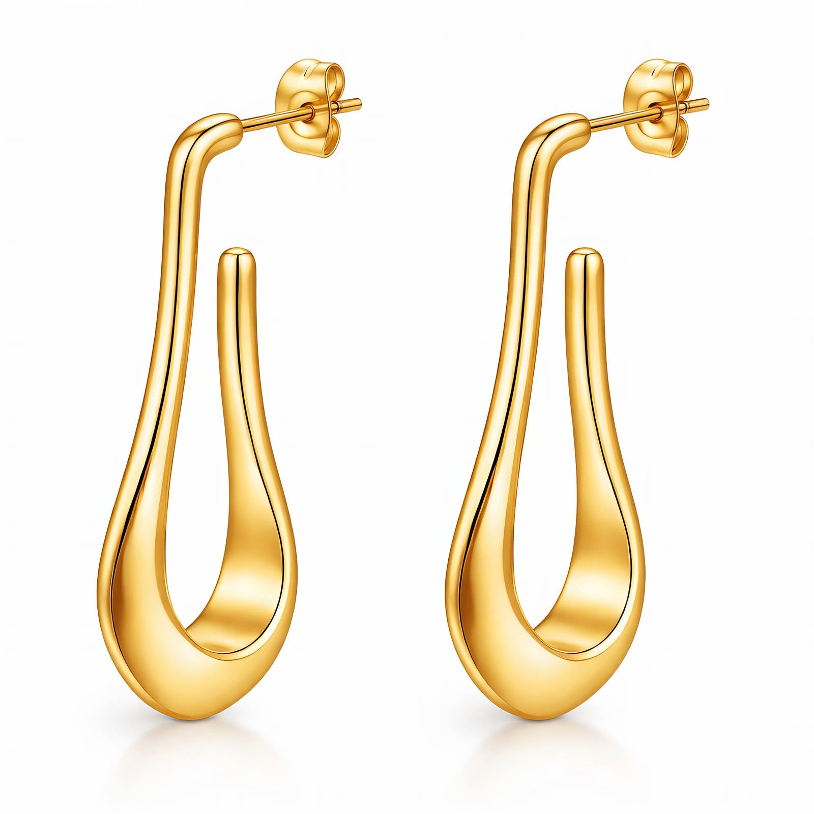 Gold Drop Earrings 18K Plated Stainless Steel Long
