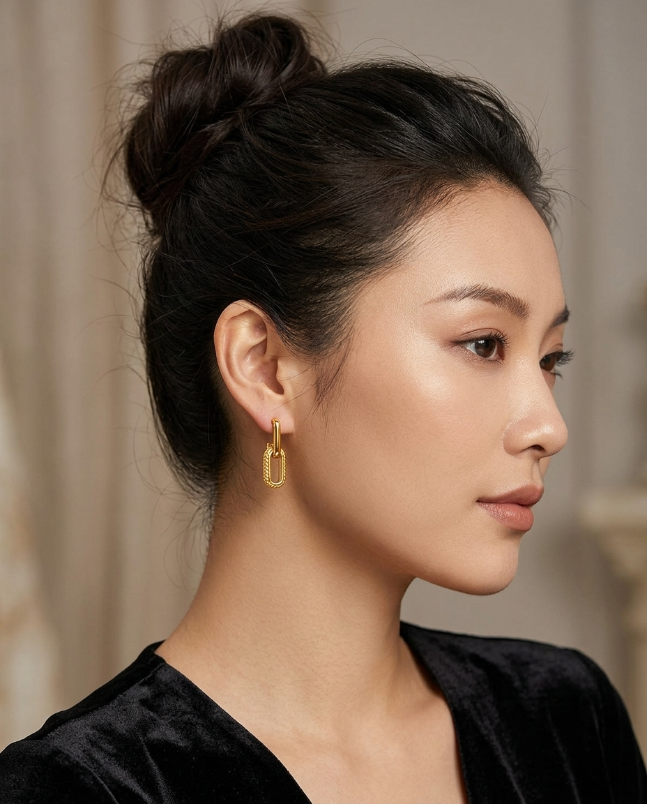 Gold Statement Earrings 18K Plated Stainless Steel