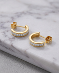 Gold Drop Earrings Zirconia 18K Plated Stainless Steel