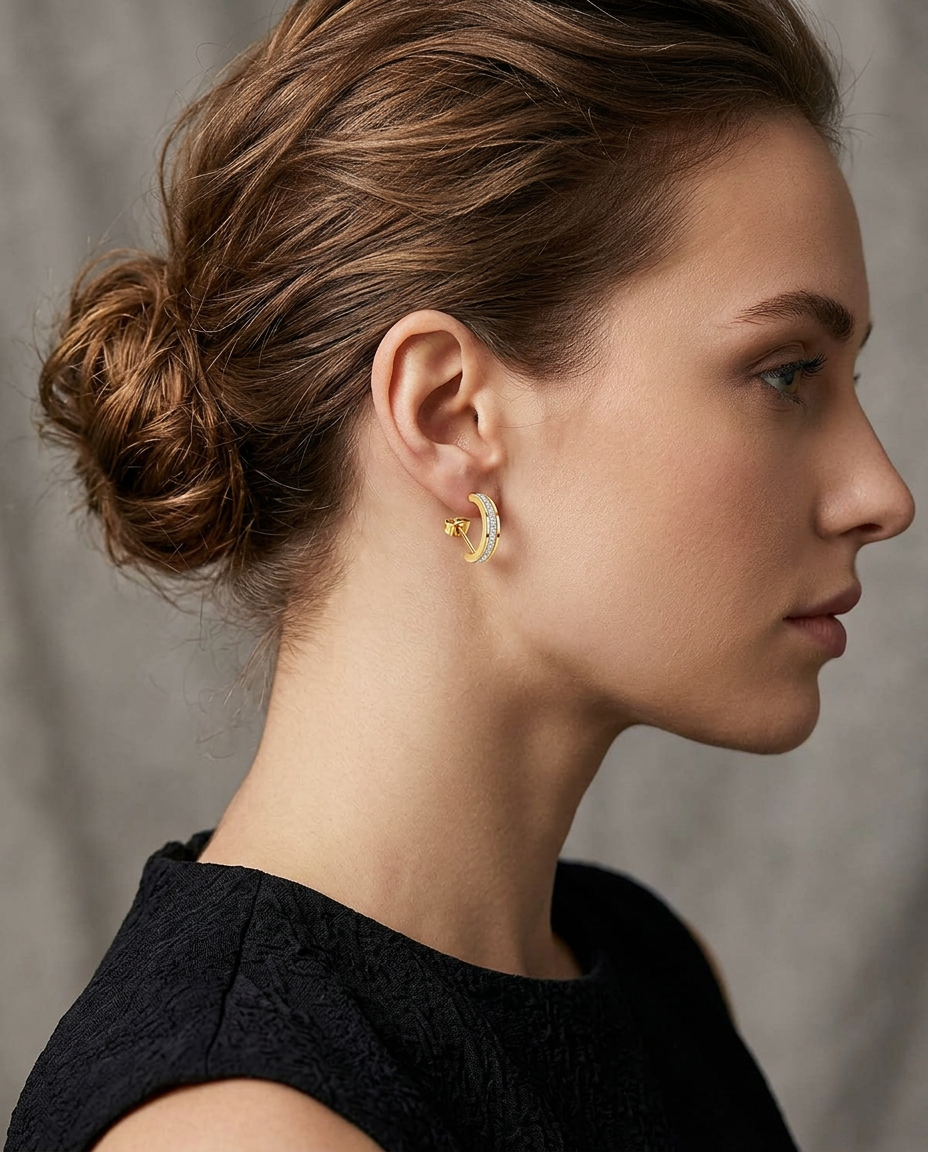 Gold Drop Earrings Zirconia 18K Plated Stainless Steel