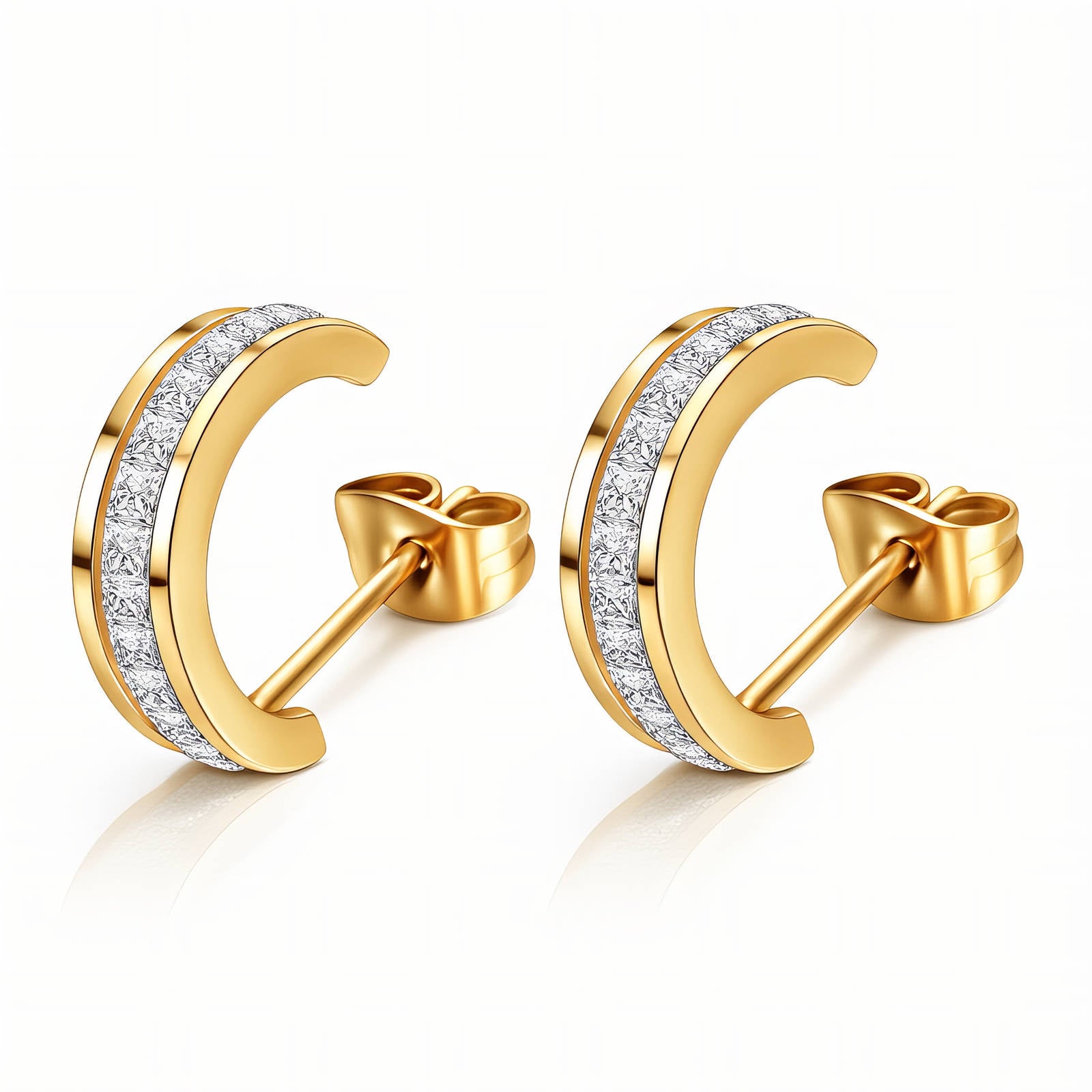 Gold Drop Earrings Zirconia 18K Plated Stainless Steel