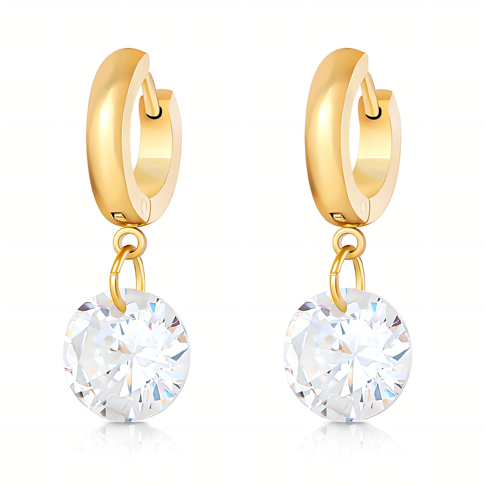 Gold Hoop Earrings Zirconia 18K Plated Stainless Steel