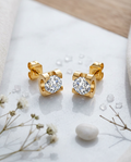 Gold Stud Earrings Zirconia Mini 18K Plated Stainless Steel