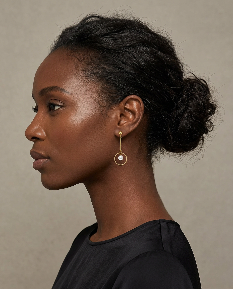 Gold Pearl Statement Earrings 18K Plated Stainless Steel
