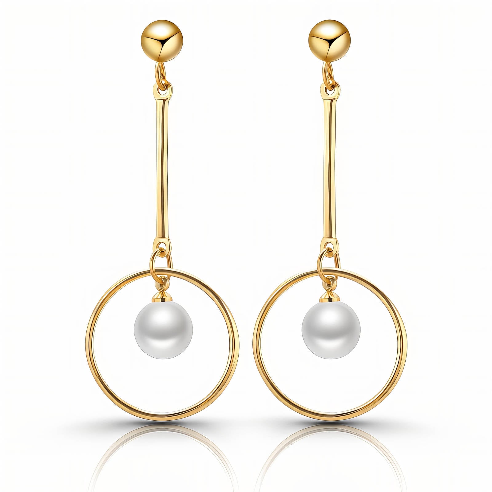Gold Pearl Statement Earrings 18K Plated Stainless Steel