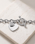 Silver Heart Bracelet Zirconia Stainless Steel