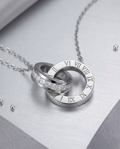 Silver Pendant Necklace Zirconia Stainless Steel