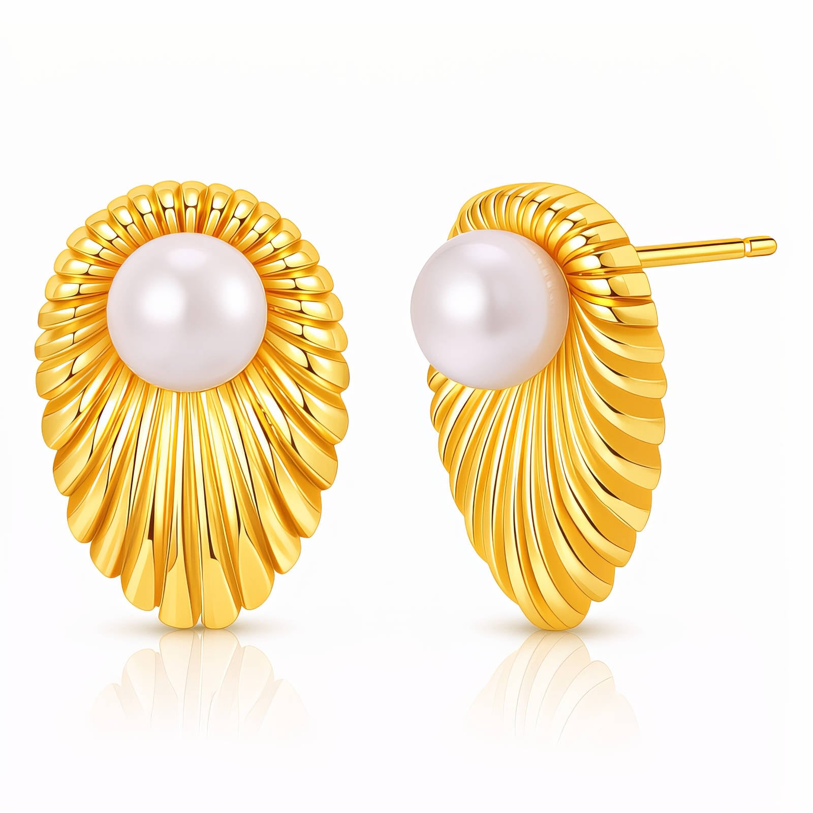 Gold Pearl Earrings 18K Plated Stainless Steel