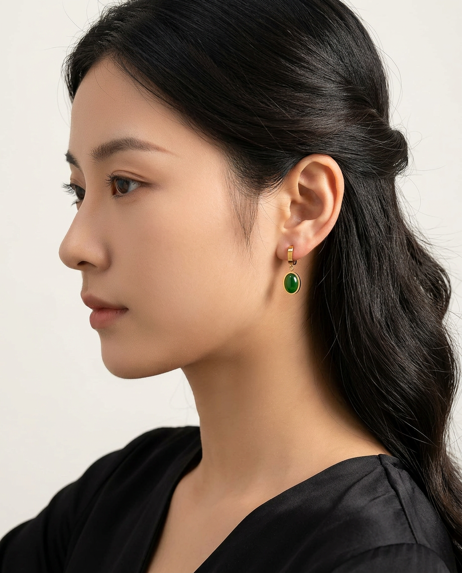 Gold Rhinestone Hoop Earrings 18K Plated Stainless Steel
