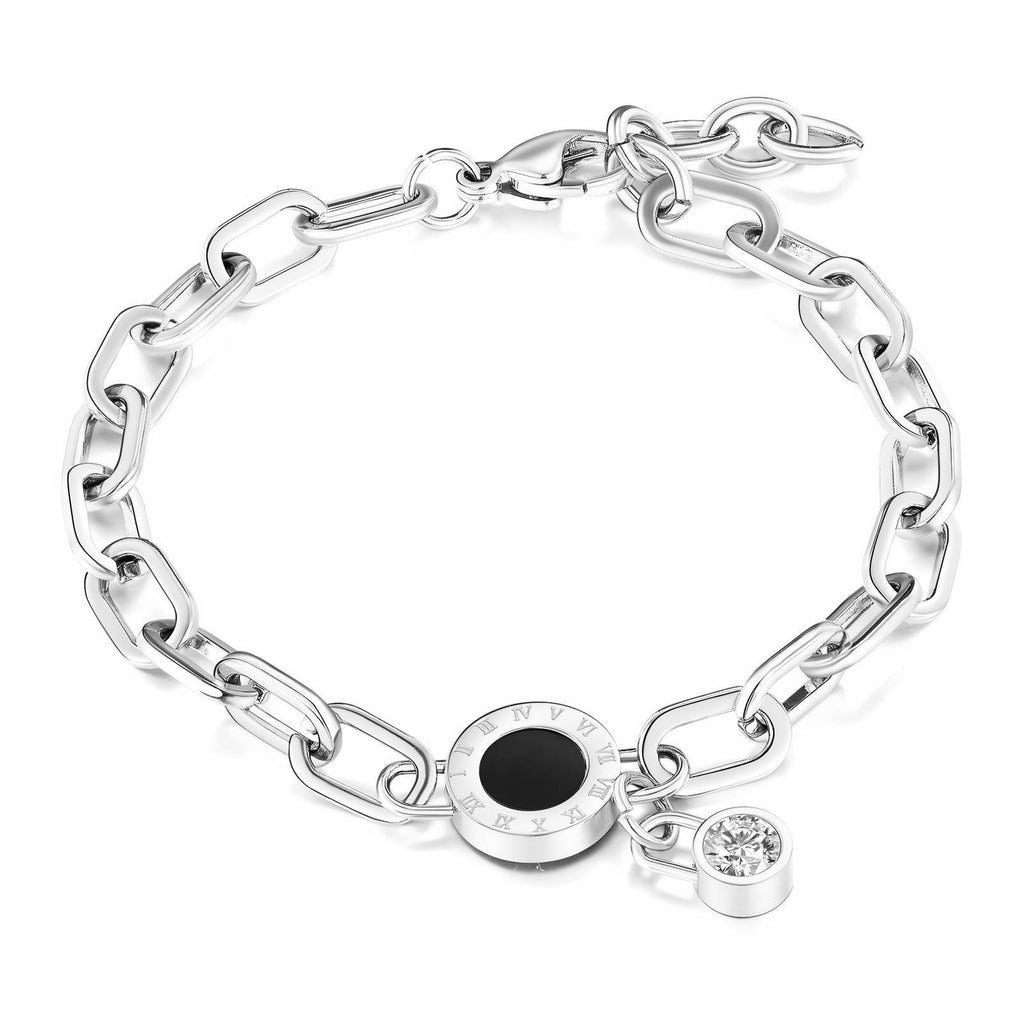 Silver Bracelet Zirconia Stainless Steel