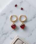 Gold Heart Hoop Earrings Zirconia 18K Plated Stainless Steel