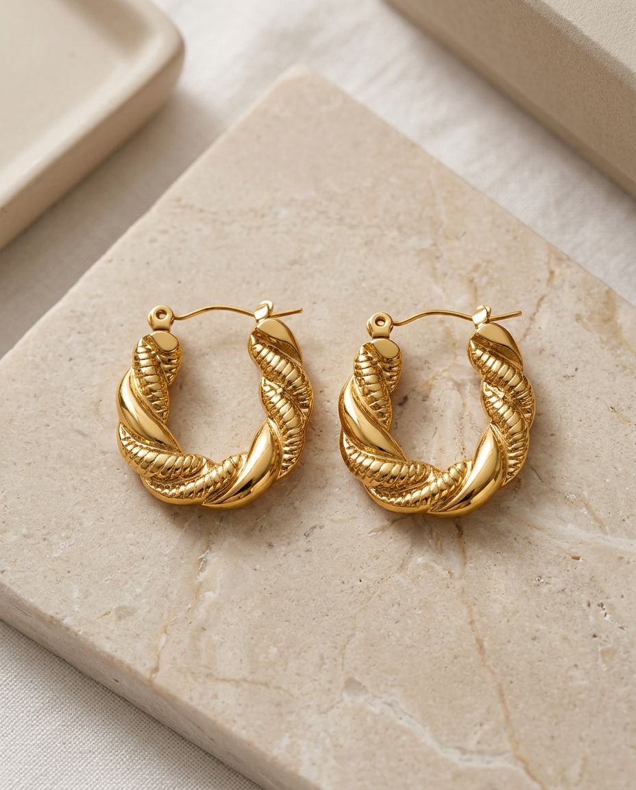 Gold Statement Earrings 18K Plated Stainless Steel