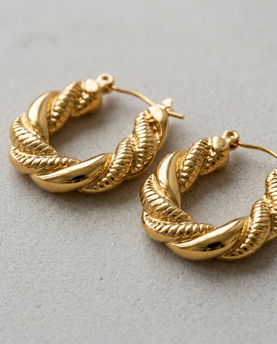 Gold Statement Earrings 18K Plated Stainless Steel