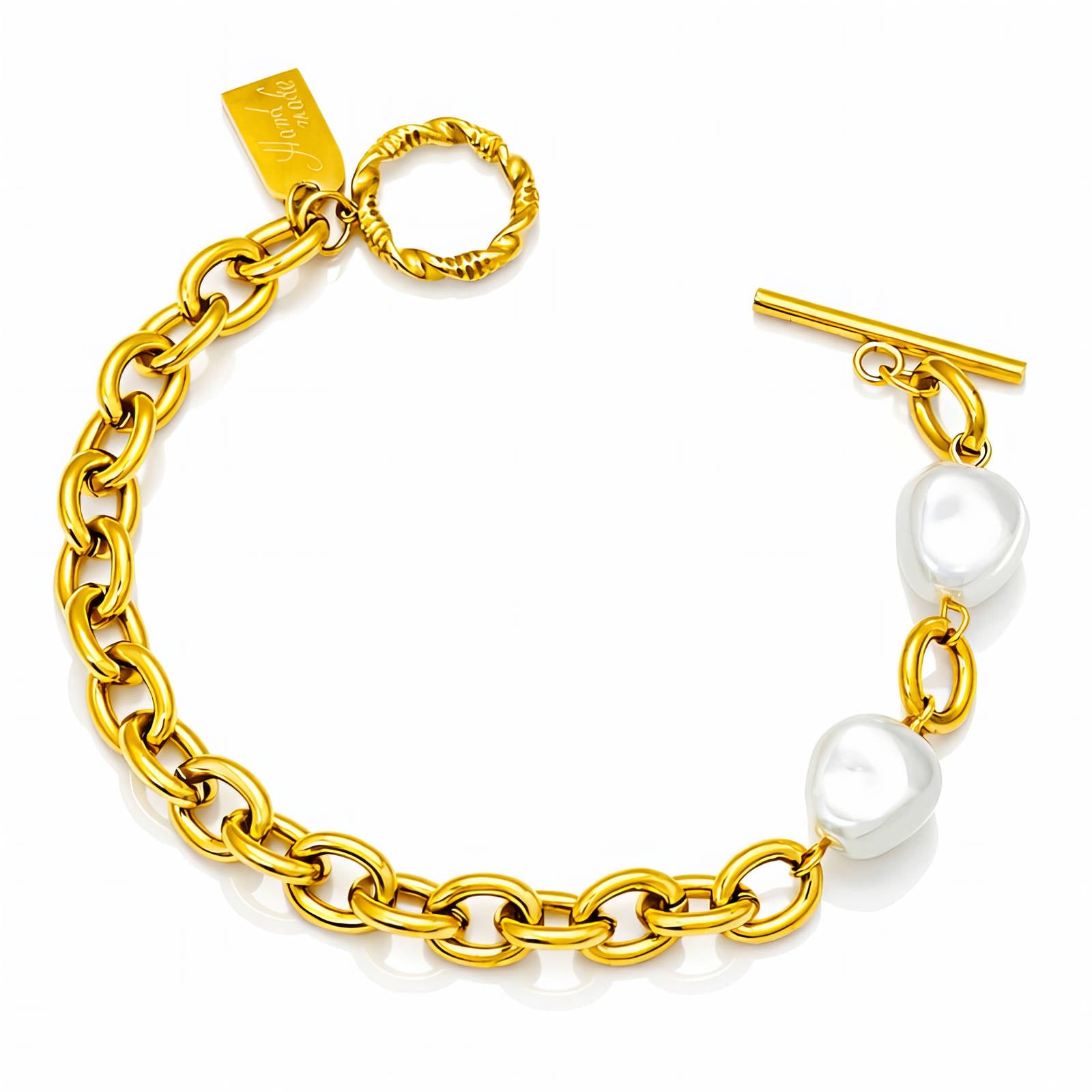 Gold Pearl Bracelet 18K Plated Stainless Steel