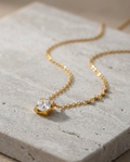 Gold Pendant Necklace Zirconia Tiny 18K Plated Stainless Steel