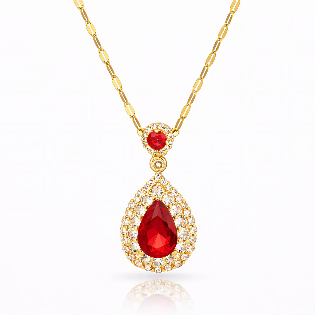 Gold Statement Necklace Zirconia 18K Plated Stainless Steel